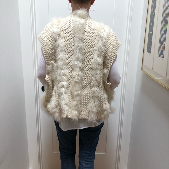 DKNY Feather Trimmed Alpaca Wool Cardigan - Picture 4 of 8